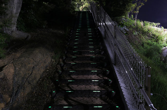 避難路ステップ階段(蓄光付ステップ階段)